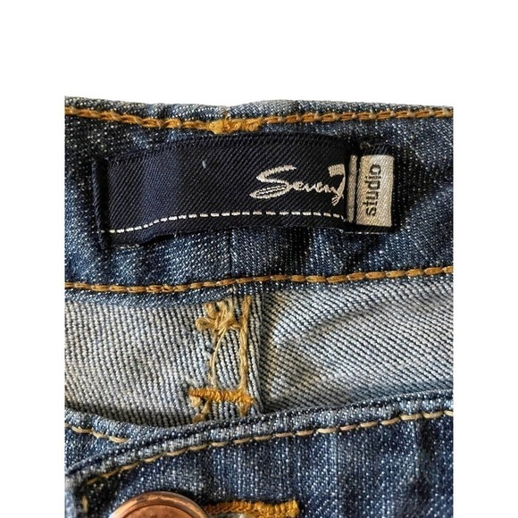 Seven7 Jeans Women's Size 32 Studio Flare Leg Mid Rise Stretch Blue Denim - Picture 8 of 10